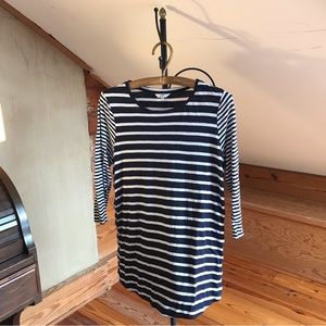 Crown & Ivy Navy White Striped 3/4 Length Sleeve Tunic Top, EUC, M